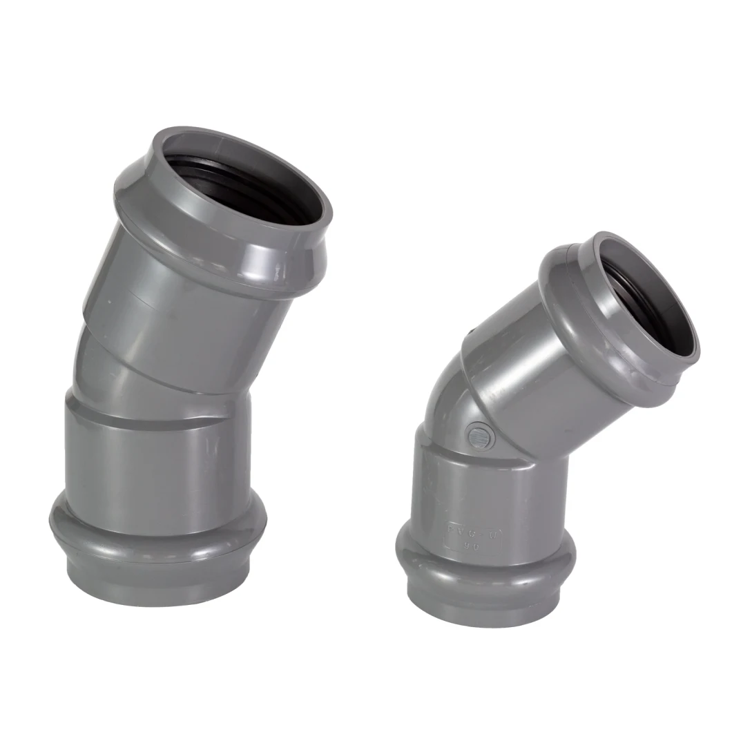 High Quality Pressure Elbow Pipe Fitting for Water Supply Rubber Ring Joint PVC Plumbing Pipe and Fittings