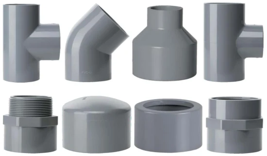 高品質の DIN および ASTM Sch80 標準プラスチック管継手、PVC 管継手および継手、産業システム用の UPVC 圧力管継手